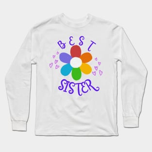 Best Sister Rainbow Daisy and Hearts Long Sleeve T-Shirt